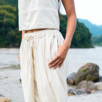 Women Cotton Yoga Pants and Yoga Top Set White -Akasha