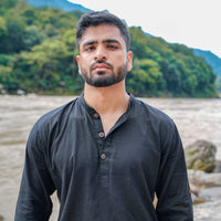 Men Cotton Yoga Top Black -Prithvi