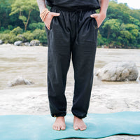 Men Cotton Yoga Pants Black -Tejas