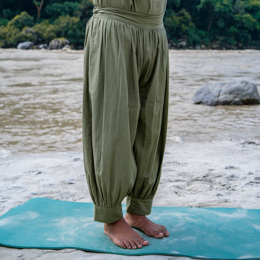 Men Cotton Yoga Pants Green -Prithvi