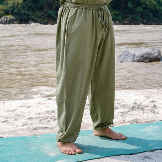 Men Cotton Yoga Pants Green -Tejas