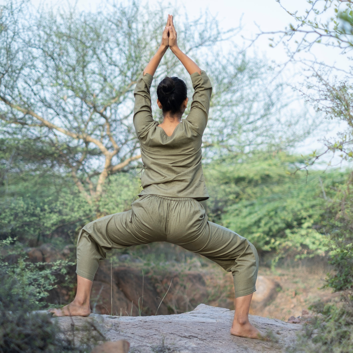 Women Cotton Yoga Pants Green -Chandra — view 9
