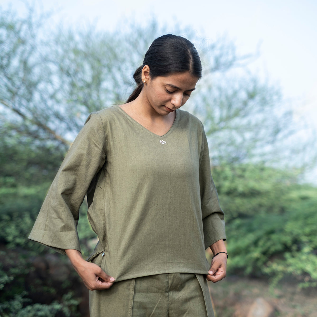 Women Cotton Yoga top Green -Surya — view 6