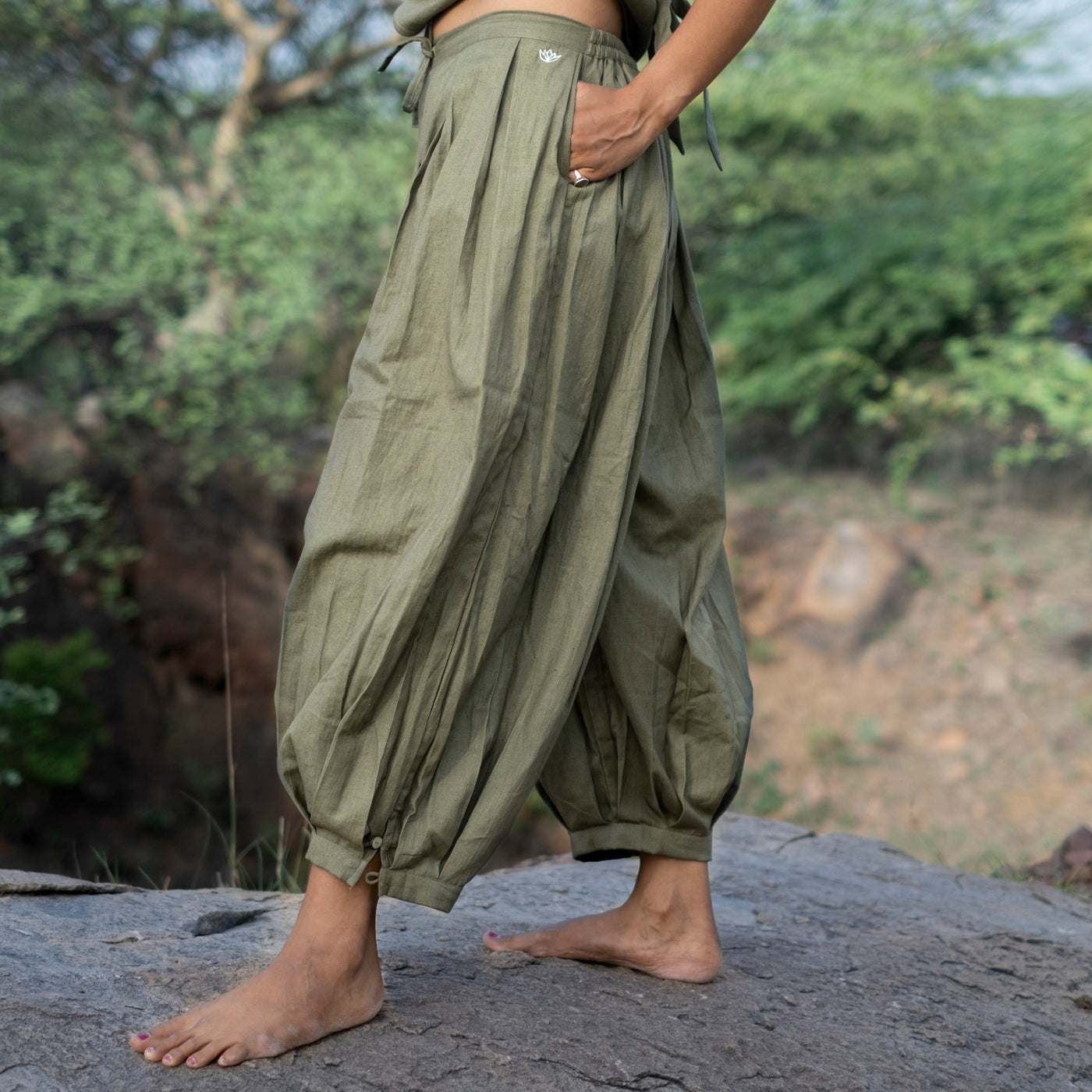 Women Cotton Yoga Pants and Yoga Top Set Green -Chakra — view 14