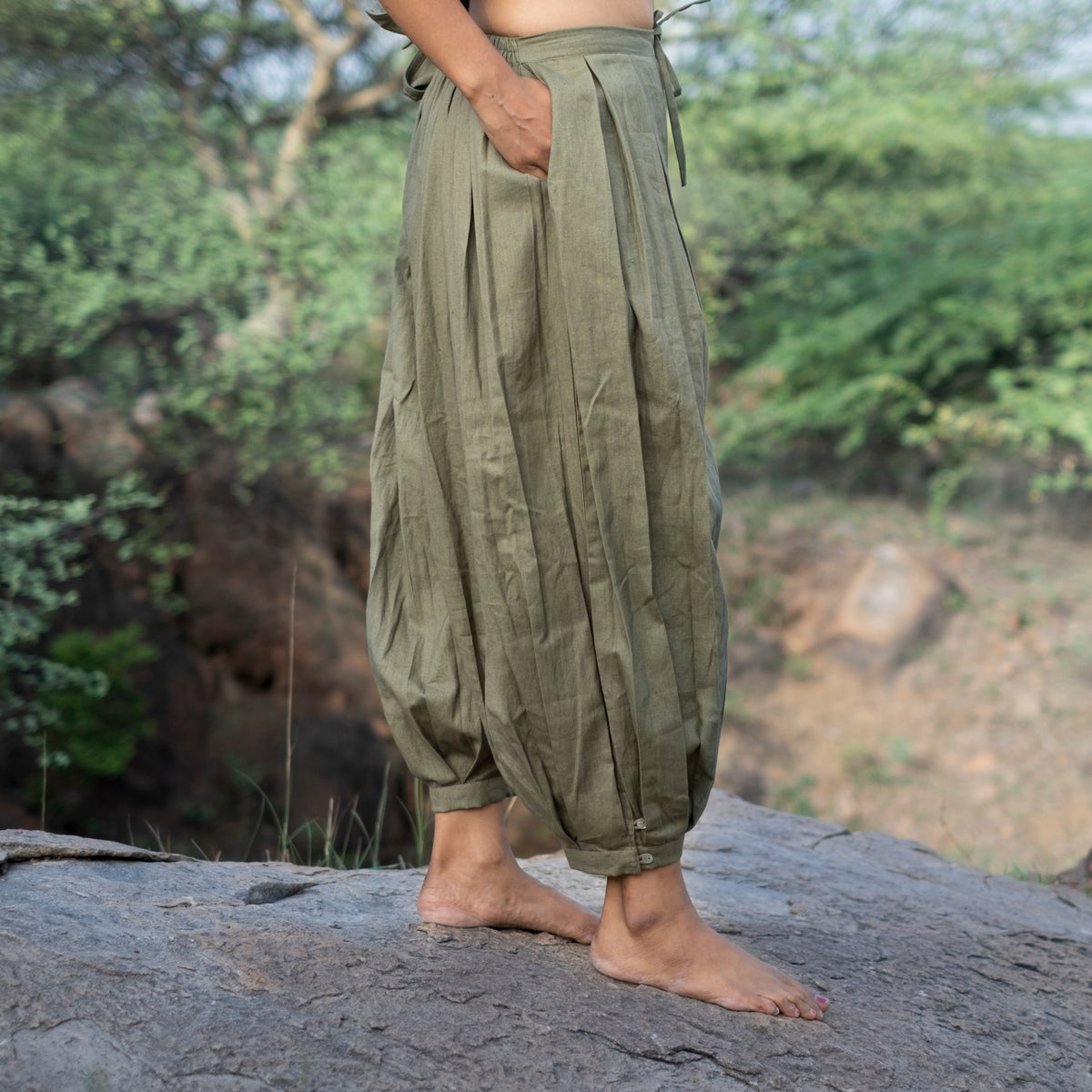 Women Cotton Yoga Pants Green -Chakra — view 4