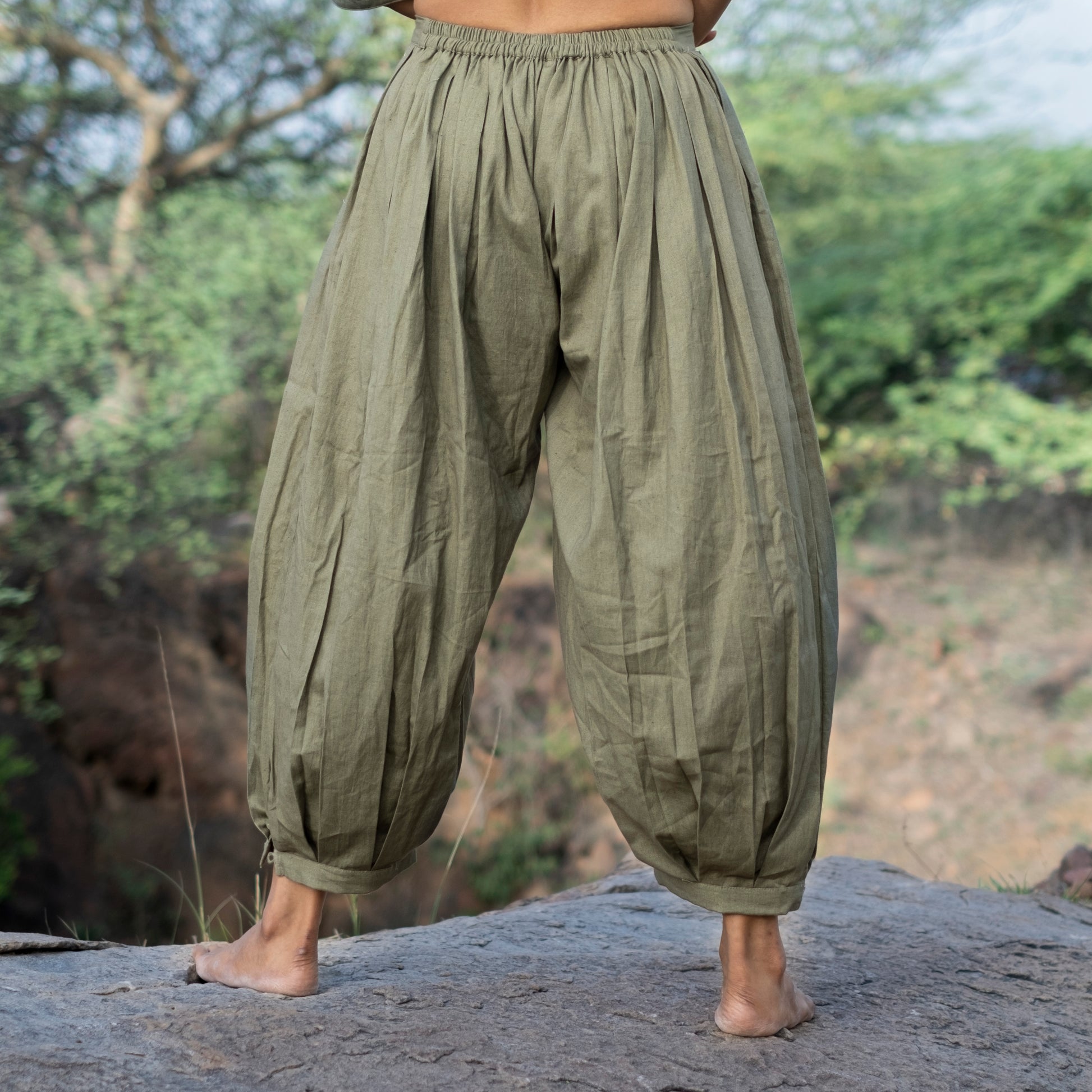 AYON Mens Cotton Yoga Pants Sage Green Natural Plant Dyed Pockets Yogi  Breathable Gym Straight Trousers Flexible Drawstring Festival AJJAYA
