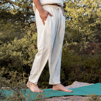 Akiso white yoga pants for men ‚Äì 100% pure cotton comfort