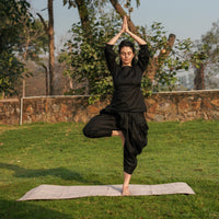 Women Cotton Yoga Pants and Yoga Top Set Black -Buddhi