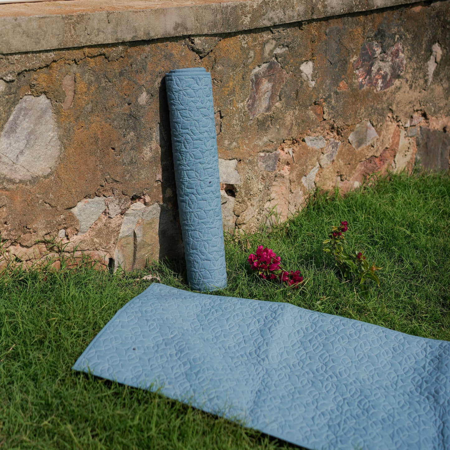 Padma Cotton Yoga Mat in Blue