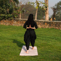 Women Cotton Yoga Pants and Yoga Top Set Black -Buddhi