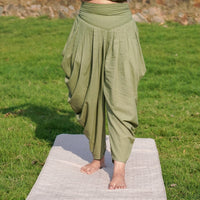 Women Cotton Yoga Pants Green -Buddhi |AKISO