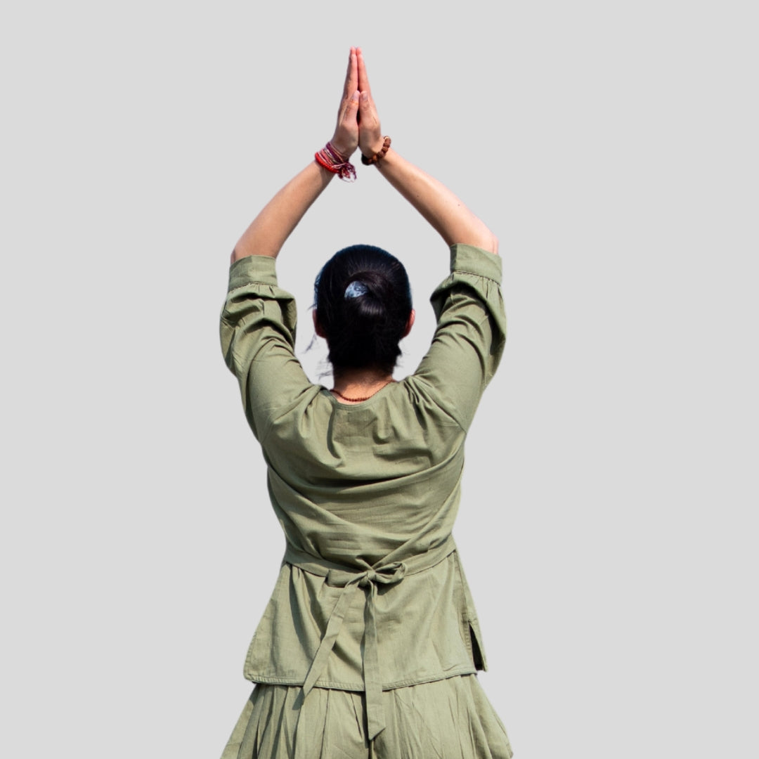 Women Cotton Yoga Top Green -Buddhi