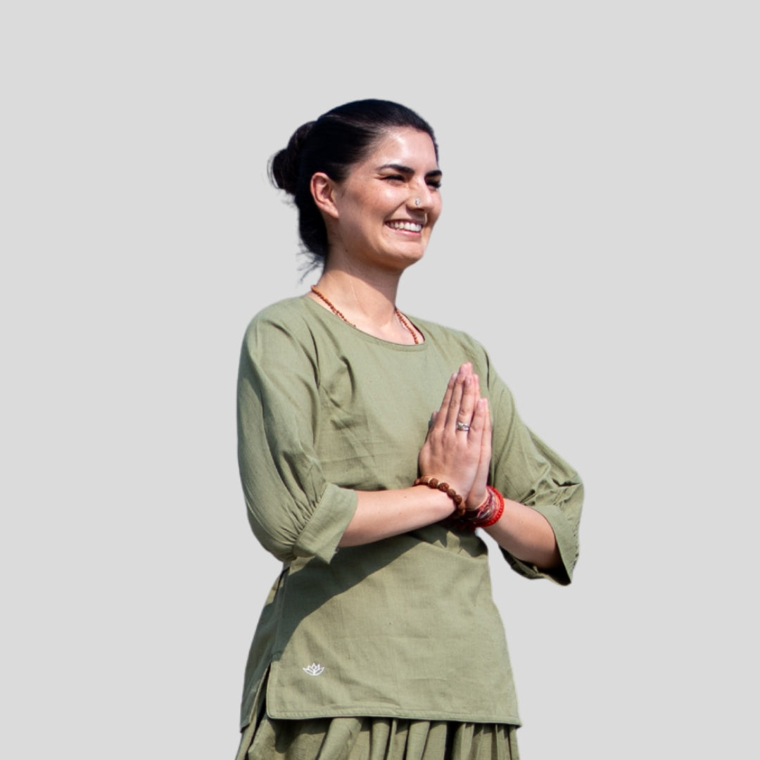 Women Cotton Yoga Top Green -Buddhi