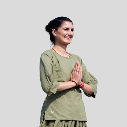 Women Cotton Yoga Top Green -Buddhi