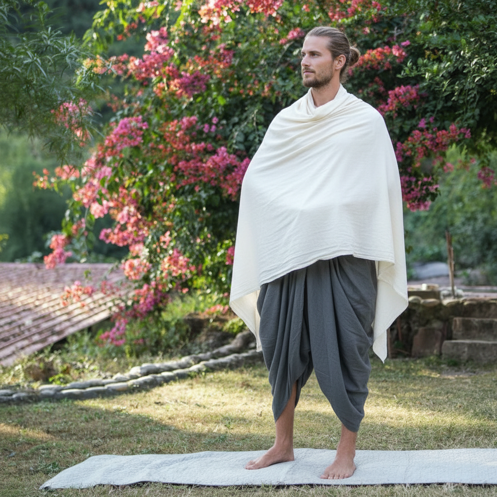 Urja Meditation Shawl in Off White - Large