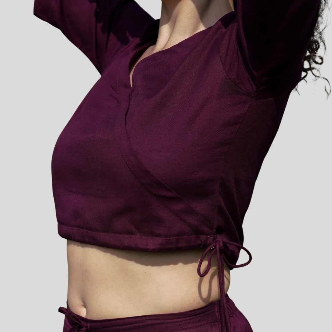 Women Cotton Yoga Top Purple -Apas