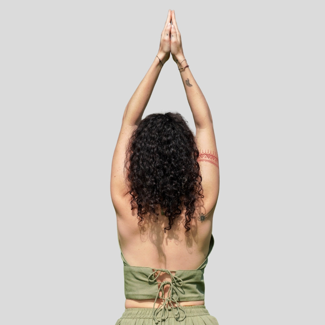 Women Cotton Yoga Top Green -Akasha