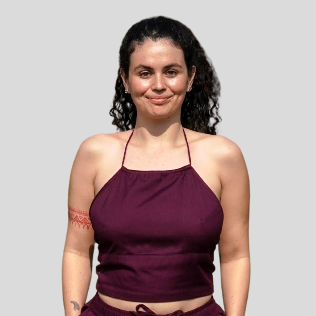 Women Cotton Yoga Top Purple -Akasha