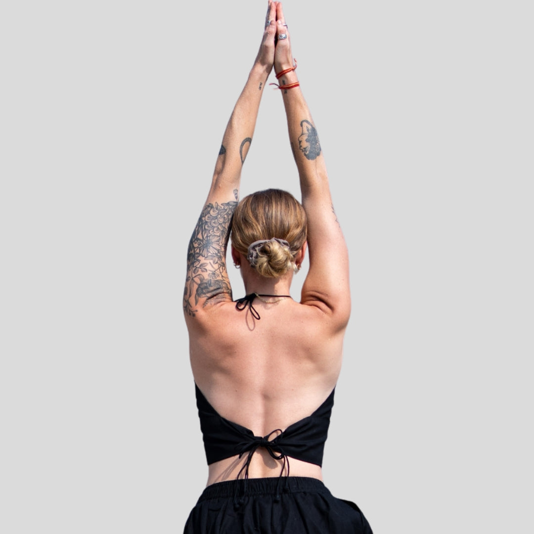 Women Cotton Yoga Top Black -Akasha