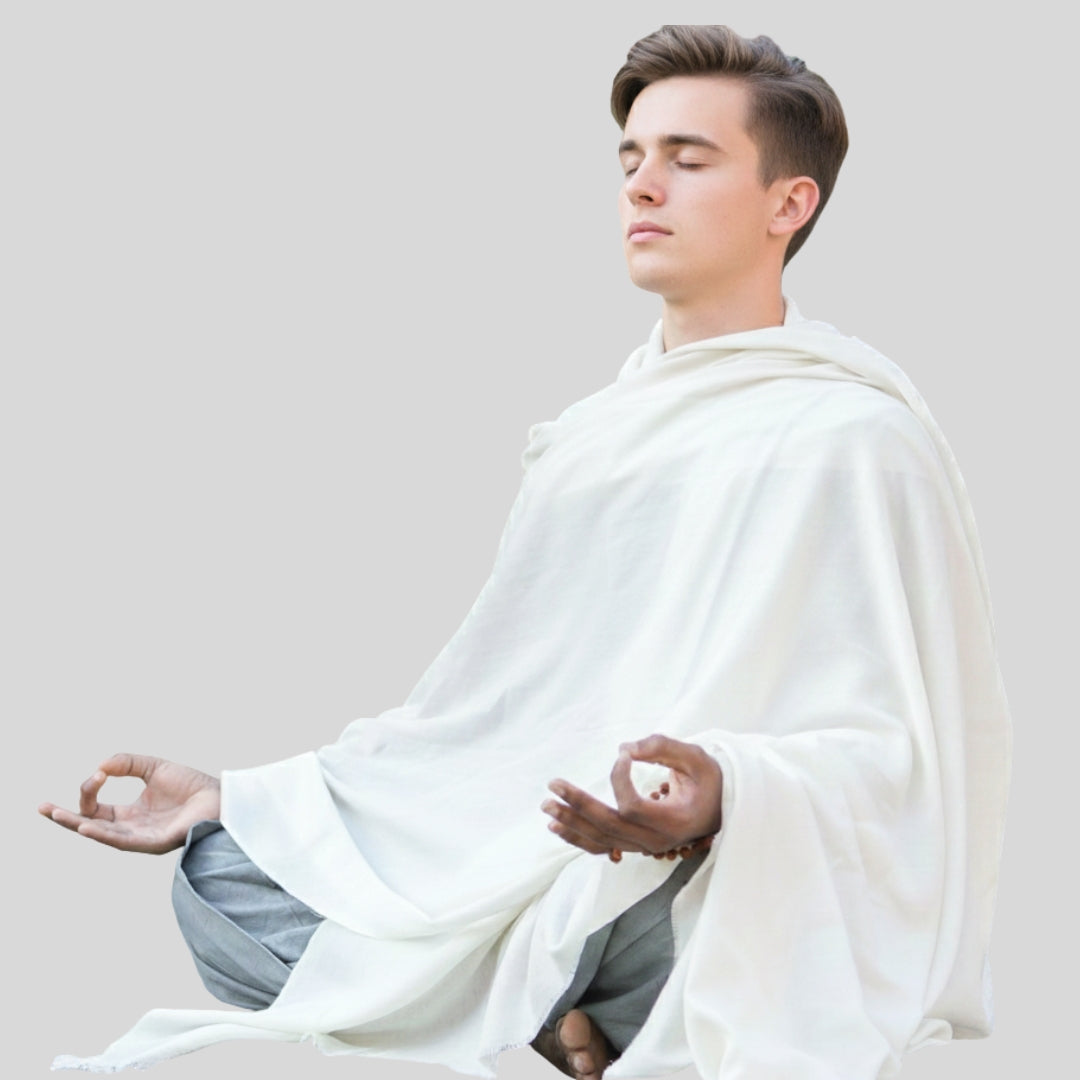 Urja Meditation Shawl in Off White - Large