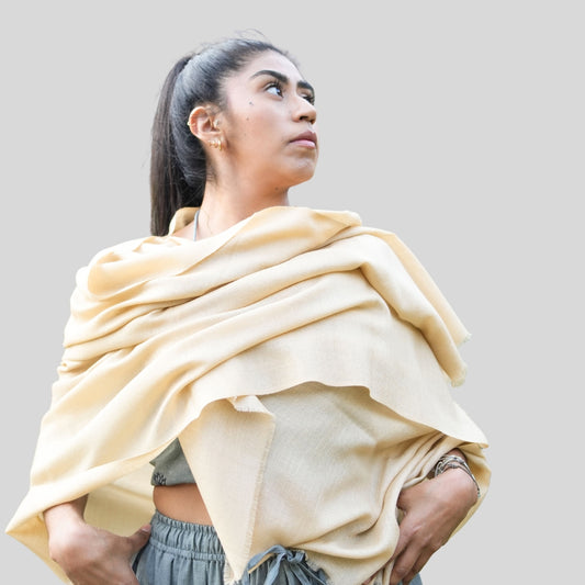 Urja Meditation Shawl in Beige - Medium