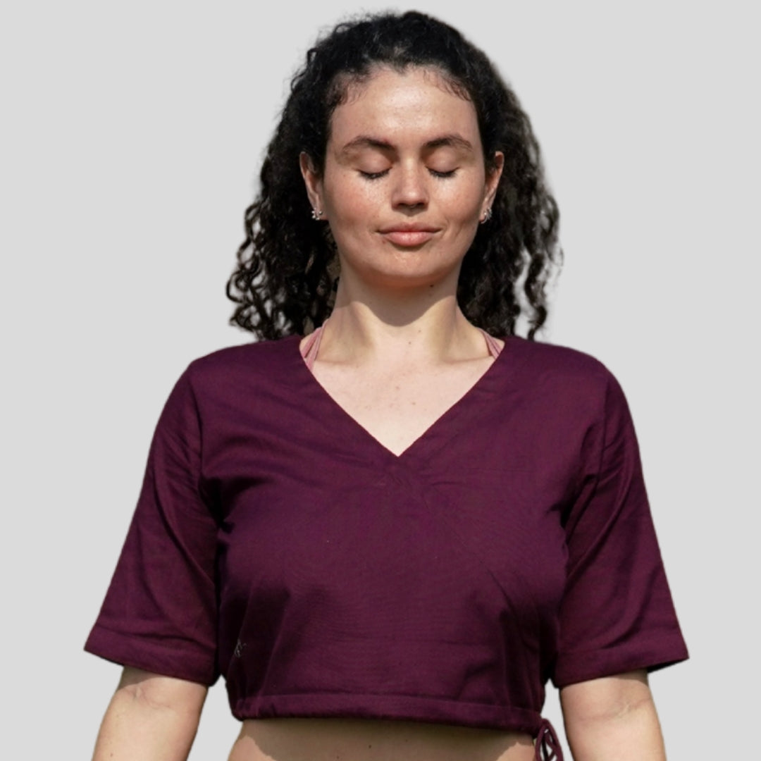 Women Cotton Yoga Top Purple -Apas