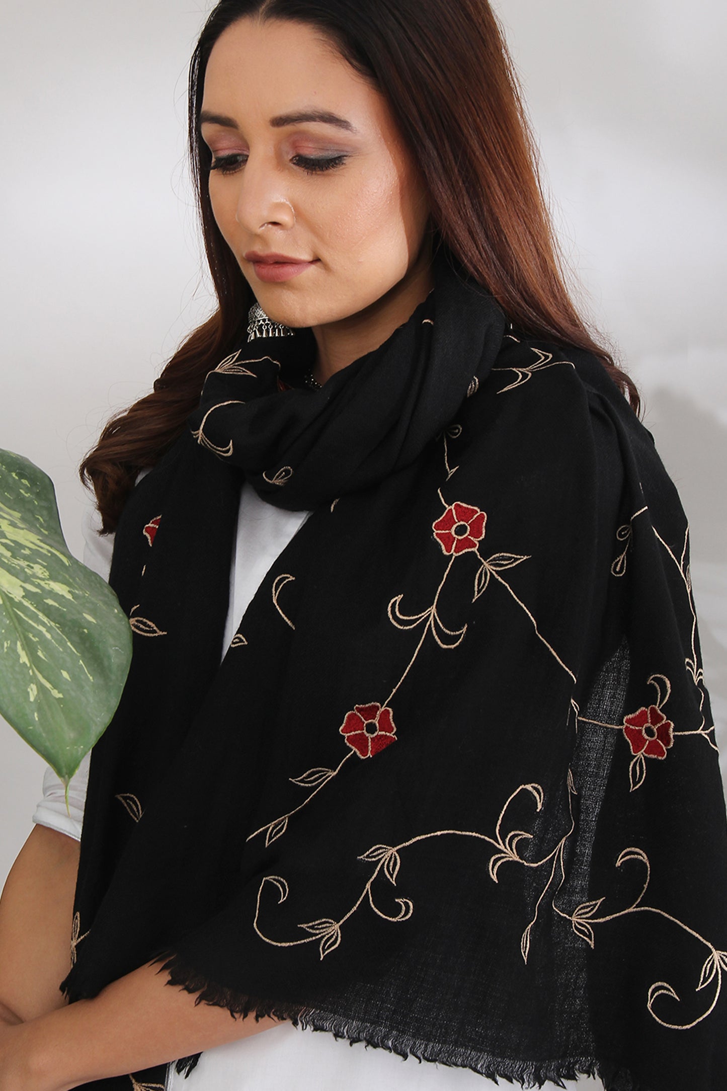 JAPANESE CHERRY BLOSSOM BLACK SHAWL