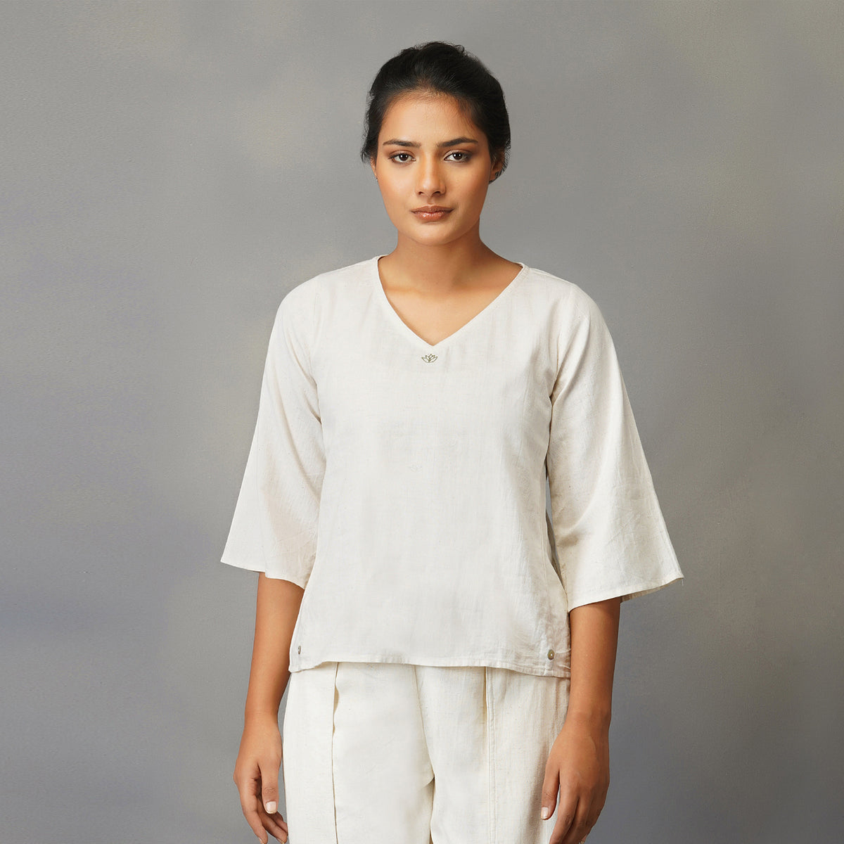 Women Cotton Yoga top White -Surya — view 3