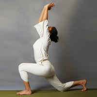Women's Cotton Yoga Pants and Yoga Top |WHITE |AKISO
