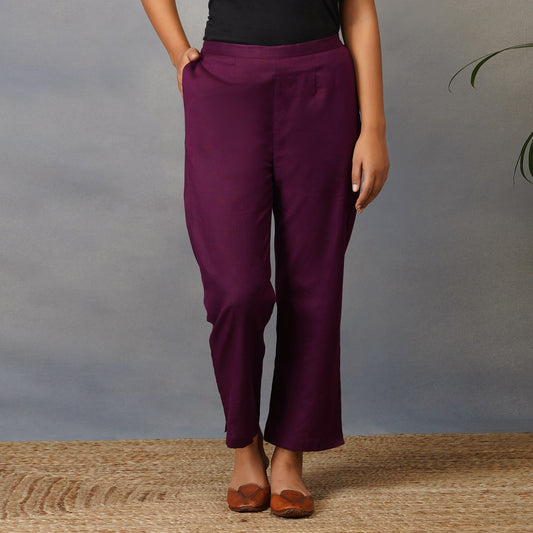 Cotton Flex Straight Mulberry (Purple) Pants