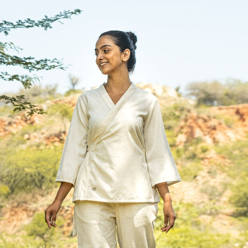 Women Cotton Yoga Top White -Dharma — view 6