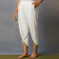 Women Cotton Dhoti Yoga Pants White -Surya |AKISO