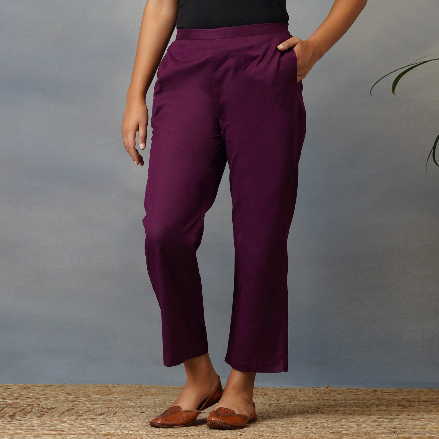 Cotton Flex Straight Mulberry (Purple) Pants