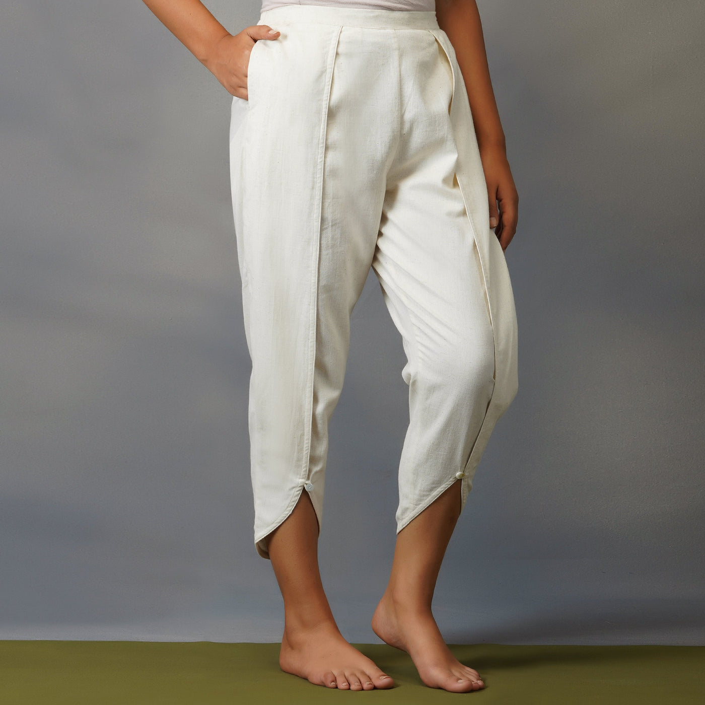 Women Cotton Dhoti Yoga Pants White -Surya — view 6