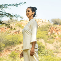 Soft and Simple White Cotton Yoga Top for Women's |AKISO