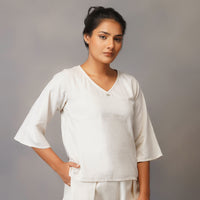 Women Cotton Yoga top White -Surya |AKISO