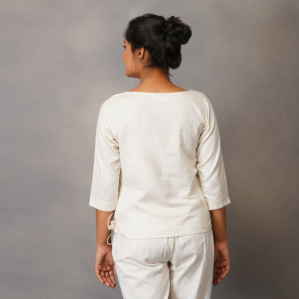 Women Cotton Yoga Top White -Chandra — view 7