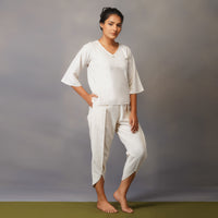 Pure Cotton Yoga Clothes Set- White |AKISO