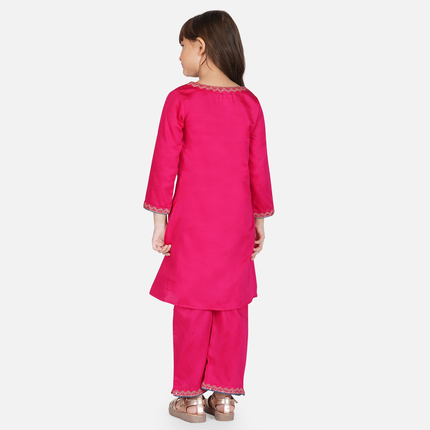 Kids Pink A Line kurta with Pants (Set of 2)